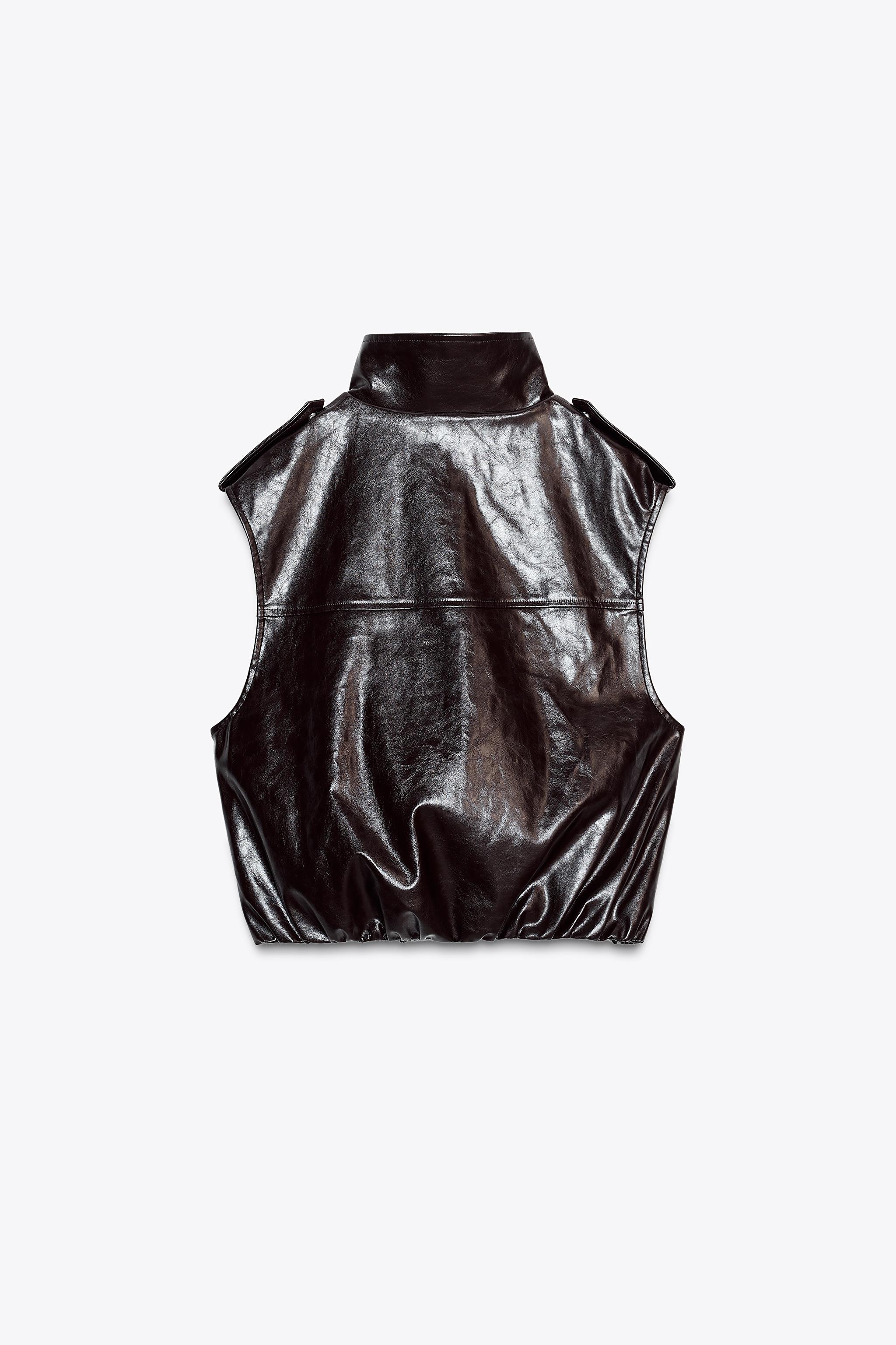 PUFFER FAUX LEATHER VEST
